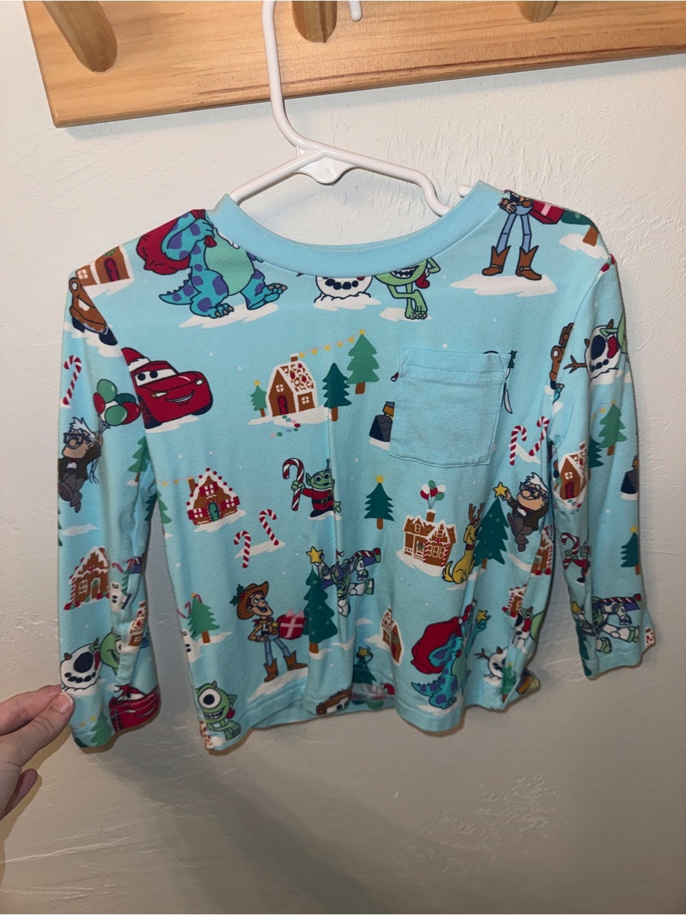 Blue Kids Pixar Little Sleepies Disney Holiday Character Pocket Long Sleeve Tee